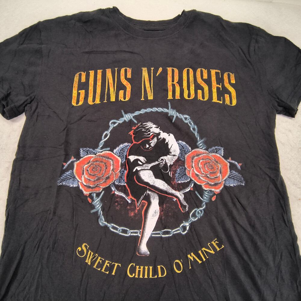 Guns And Roses Band Crew Neck Short Sleeve Graphic Shirt Womens Size S Black